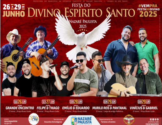 Vem aí a Festa do Divino Espírito Santo 2025 de Nazaré Paulista