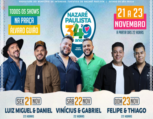 Nazaré Paulista celebra 349 anos com grandes atrações musicais!